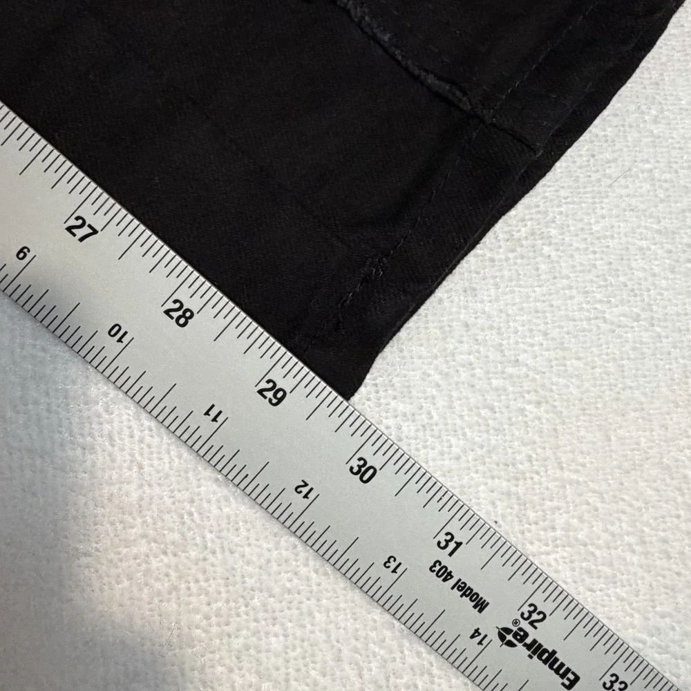 FWRD Denim Black Distressed Frayed Stacked Raw Edge Straight Slim Leg‎ Sz 30